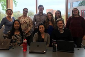 The Student Financial Services department gathers to celebrate Cathrine Maun